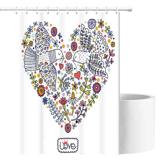 Шторка для ванны из полиэстера водонепроницаемая Bathlux 180x180 см с кольцами, занавеска для ванной комнаты Каменец-Подольский