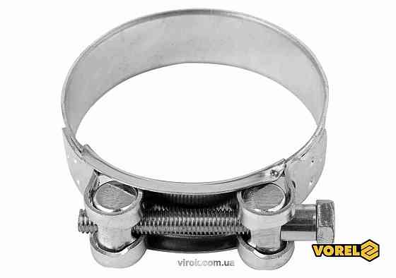Хомут сталевий, з гвинтовим затискачем GBS W1 VOREL : Ø= 74-79/ 24 мм, оцинкований [100] Одесса