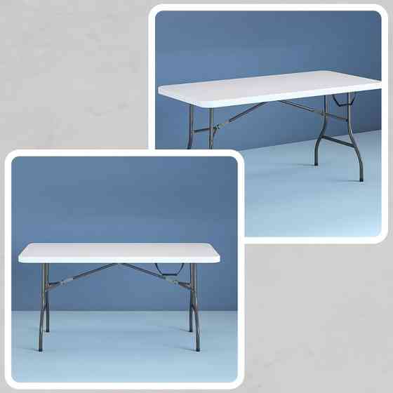 Садовий складний стіл валіза (180 × 75 х 77 см) зі сталі та пластику, легкий та міцний (Білий) Київ