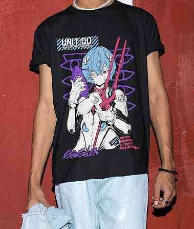 Футболка аниме Евангелион оверсайз (S/M/L) Черний AnimeJ0892 Днепр