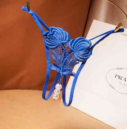 Трусики з бусинками сині та з квіточками - розмір універсальний, резинка до 86см Київ