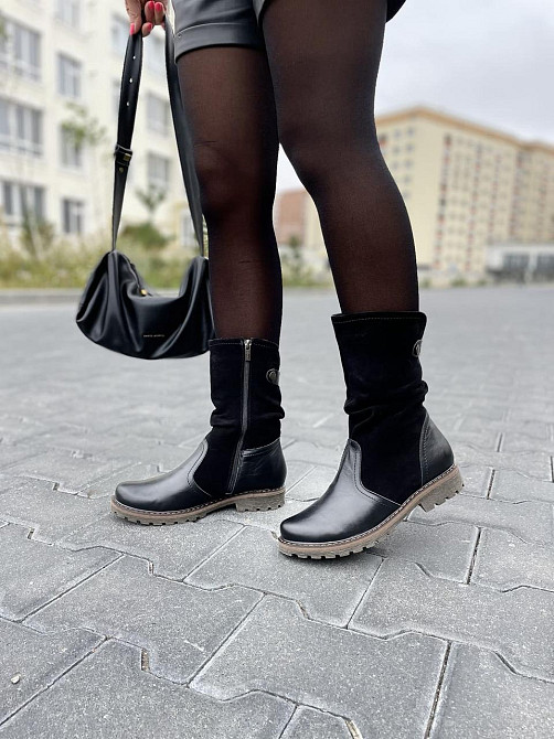 Vesna Напівчоботи жіночі VESNA чорні шкіра+замша натуральна зима 38р.39р.40р. (1258) Коломыя - изображение 10