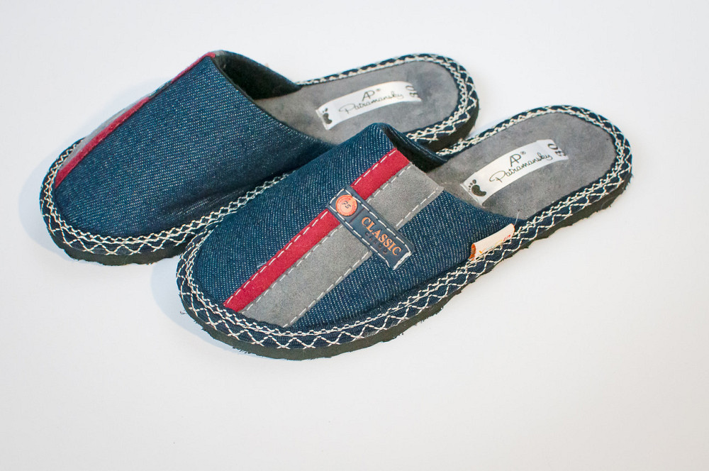 Тапочки Детские Подростковые Мальчику, 30-40 размер закрытые джинсовые PaGo 