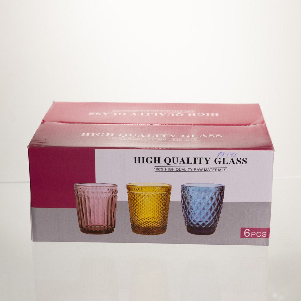 Набір скляних стаканів 6 штук 250 мл для напоїв Золотистий Yiwu HP-19-192 Київ - фото 4