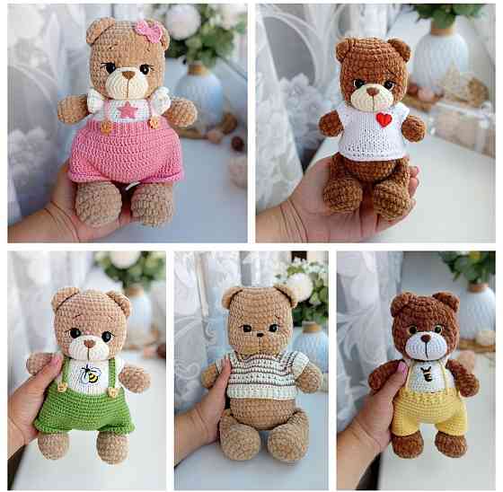 В наявності! В'язані іграшки, м'які іграшки, зайка, ведмедик, плюшеві Харьков