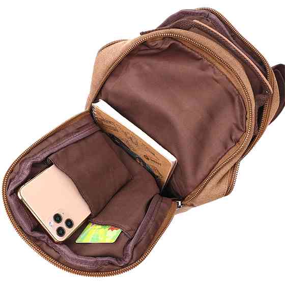 Вертикальна чоловіча сумка через плече із щільного текстилю Vintage 22191 Коричневий Київ