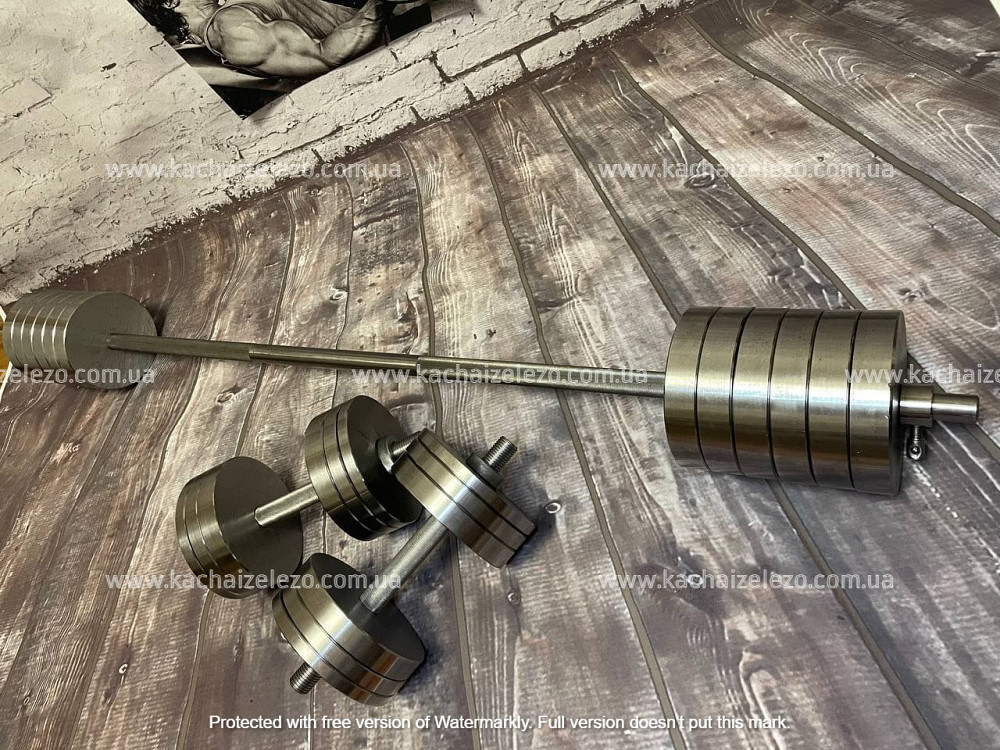 Набор 114 кг Штанга + W-образный гриф + Гантели наборные Гантели, гири, штанги и диски металлические блины Киев - изображение 3