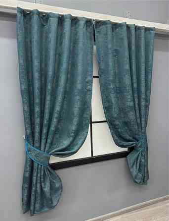 Комплект коротких штор VR-Textil Жаккард Sultan YL № 1546ш Лазурный 130х170 см 2 шт (35-0347) Киев