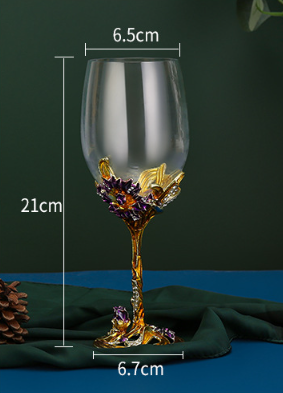 Набір подарункових келихів для вина Ірис золотий з металевим декором та кристалами 2 шт х 350 мл Кременчук - фото 7