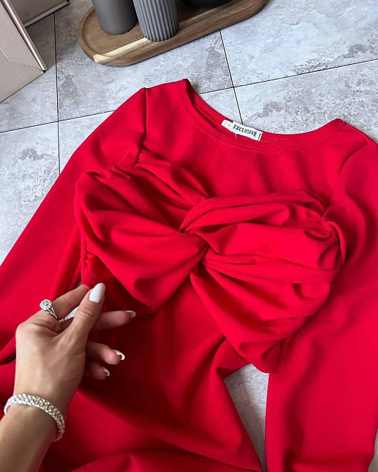 Жіноча стильна романтична сукня крепдайвінг Червоний, 42/44 Одеса - фото 1