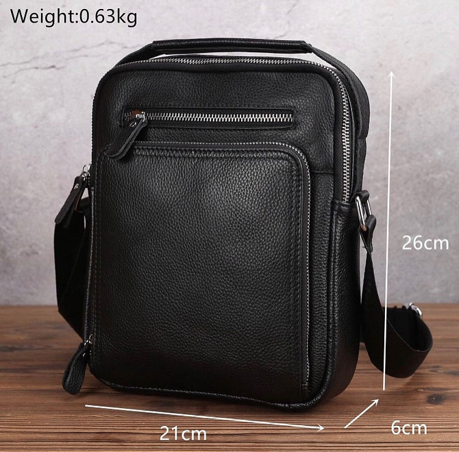 Кожаная мужская сумка-барсетка через плечо черная Tiding Bag A25-1278C Киев - изображение 6