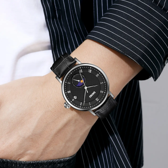 Годинник класичний чоловічий Skmei 9308 (Чорний з чорним циферблатом) Вінниця