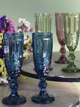 Келих для шампанського Olens «Вінтаж» 180 мл синє скло для дому та ресторанів 01-008 Київ