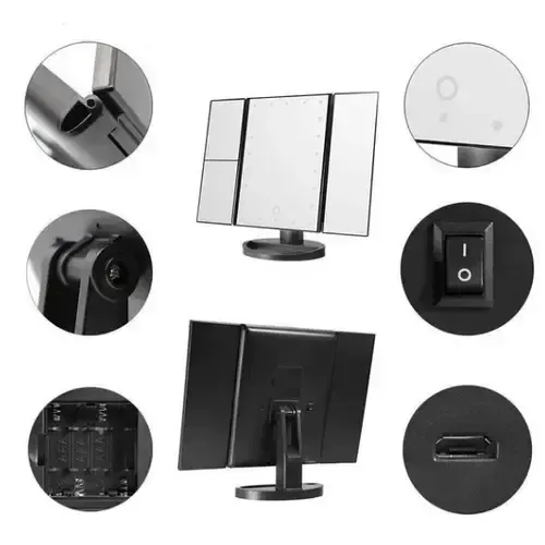 Зеркало тройное для макияжа Superstar Magnifying Mirror с LED-подсветкой прямоугольное с увеличением Коломия - фото 6