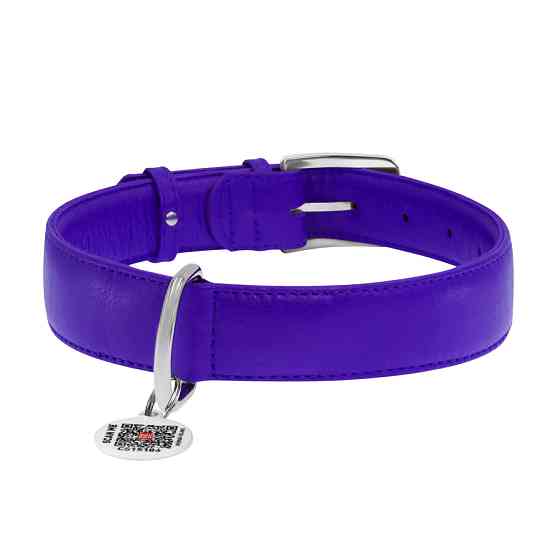 Нашийник для собак шкіряний WAUDOG Glamour з QR паспортом, без прикрас, XL, Ш 35 мм, Дов 46-60 Коломия