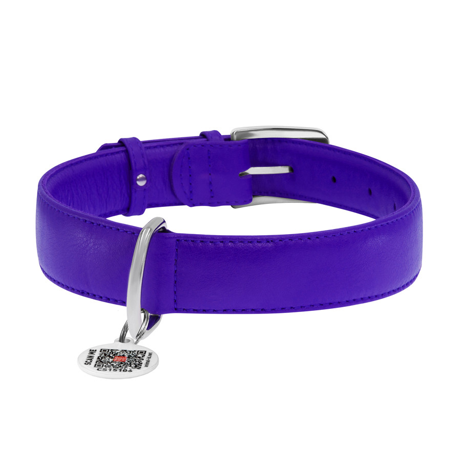 Нашийник для собак шкіряний WAUDOG Glamour з QR паспортом, без прикрас, XL, Ш 35 мм, Дов 46-60 Коломия - фото 2