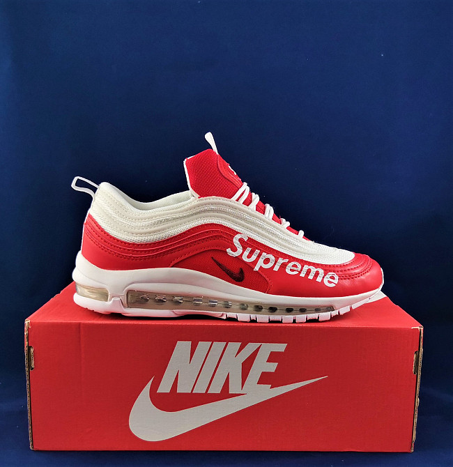 Кросівки Nike 97 Червоні SUPREME Чоловічі з Амортизацією Білі Найк (розміри: 41,42,45) Відео Огляд Дніпро - фото 4