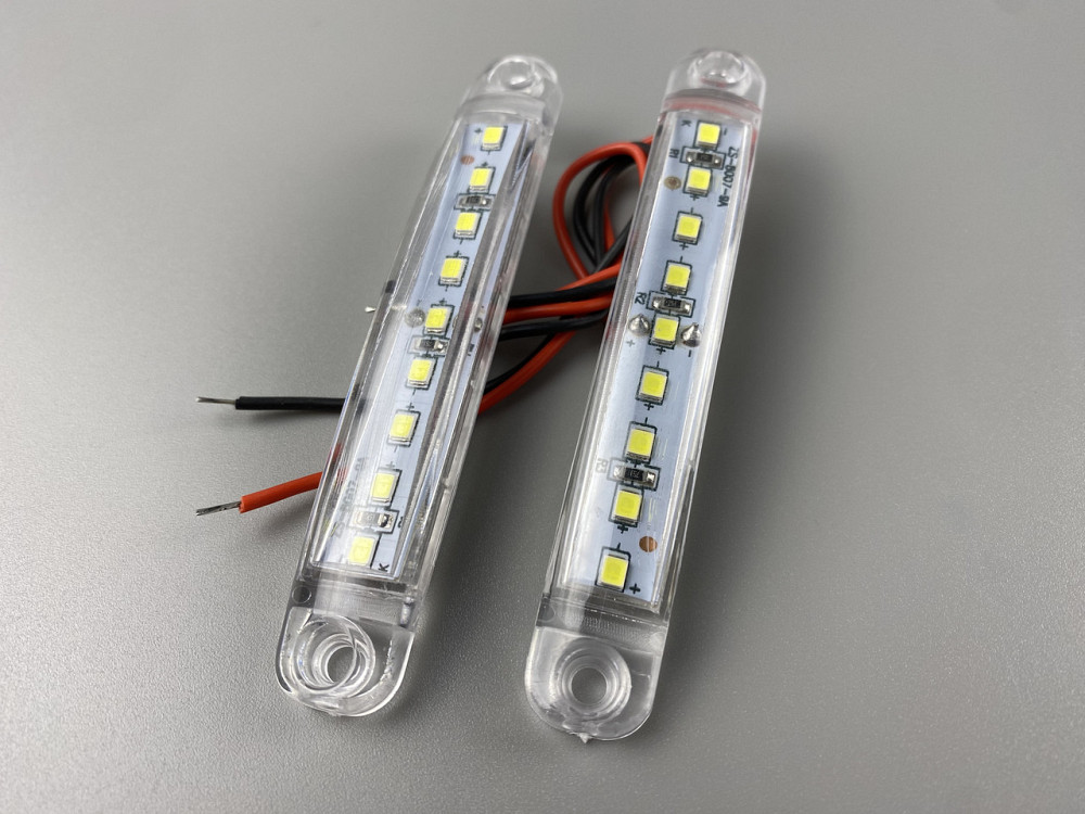 Ліхтар LED габаритний світлодіодний 24V IP67 9 led діодів SMD білий , оптична лінза + кріплення для авто Мукачево - фото 8