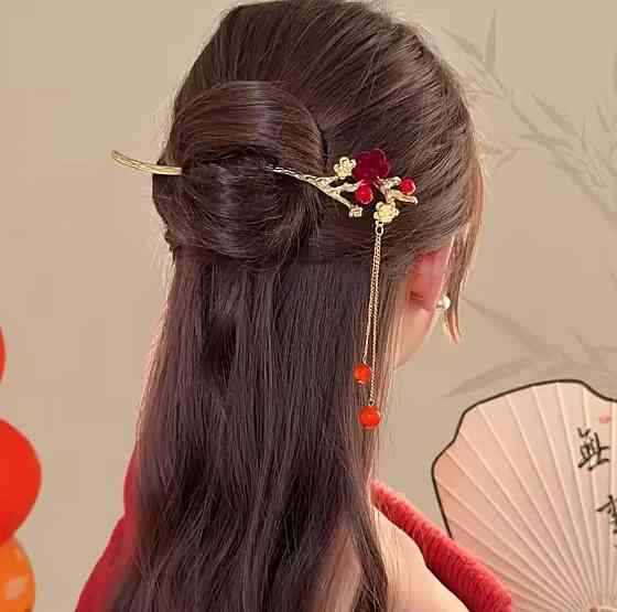 Заколка шпилька для волос с подвеской цветы в китайском стиле, металлическая палочка для прически Киев