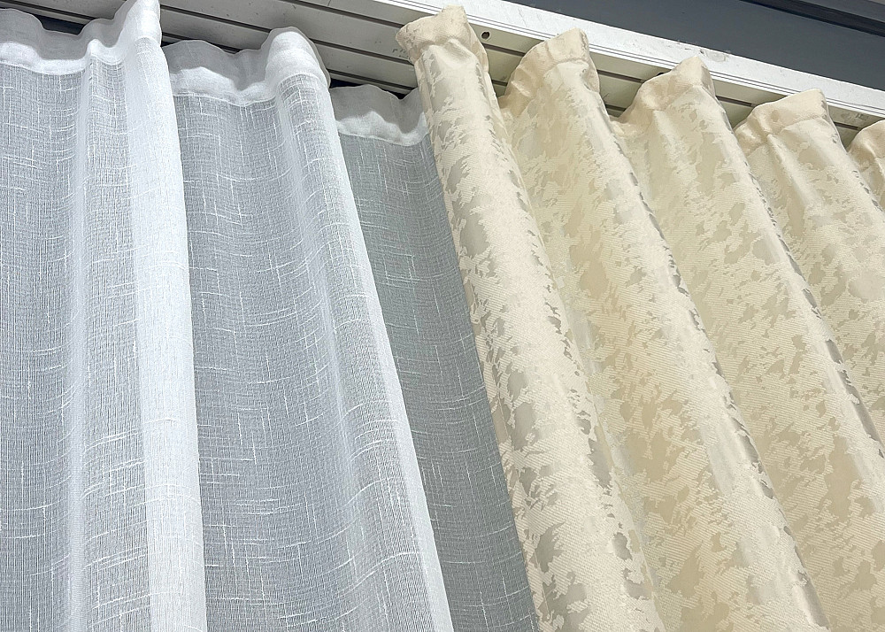 Комплект штор VR-Textil Льон Мармур 100х270 2шт і Тюль 400х270 1908ш-115т Молочний з білим 71-128/2 Київ - фото 7