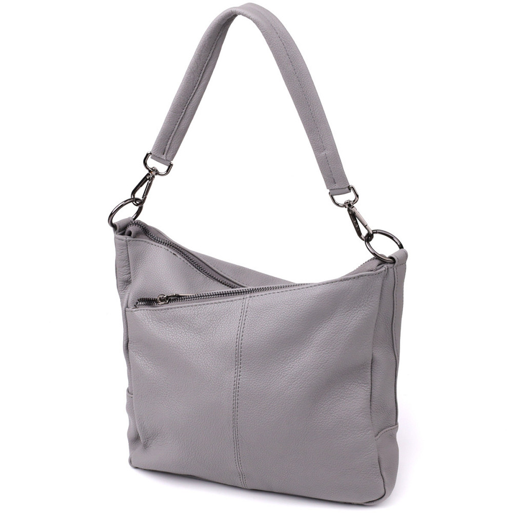 Женская сумка с двумя ремешками из натуральной кожи Vintage 23054 Серый Киев - изображение 1