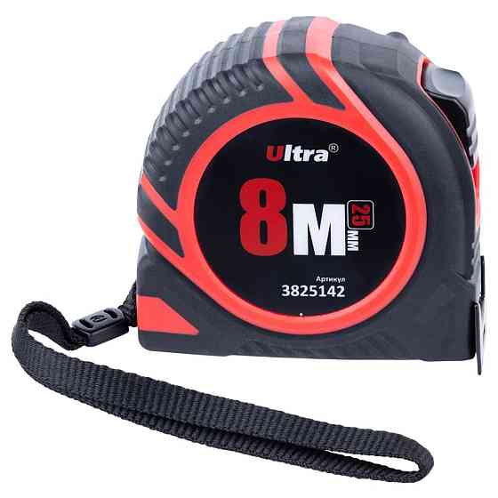 Ultra Рулетка обрезиненная с нейлоновым покрытием полотна 8м×25мм ULTRA (3825142) Київ
