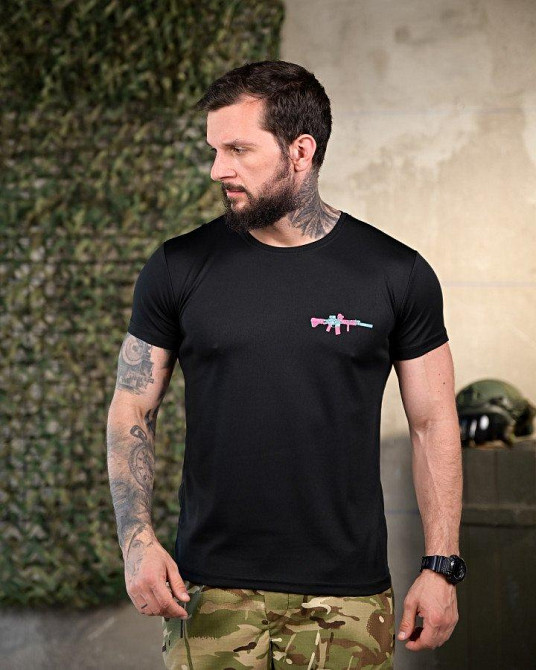 Тактическая потоотводящая футболка gun black ПП4646 Одесса - изображение 2