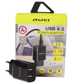 Мережевий адаптер AWEI C3 2 USB 2.1А, швидка та безпечна зарядка смартфонів, планшетів, гаджетів Одеса - фото 5