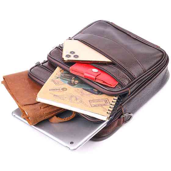 Практичная мужская сумка кожаная 21274 Vintage Коричневая Киев