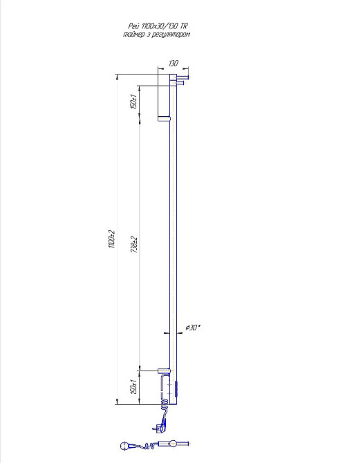 Електрична рушникосушарка Mario Рей-I 1100x30/130 TR з таймером і регулятором Київ - фото 4