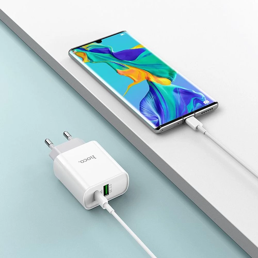Мережевий зарядний пристрій HOCO C80A Rapido PD20W+QC3.0 charger(EU) White Київ - фото 7