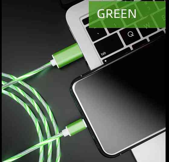 LED кабель Type C Зелений Сміла