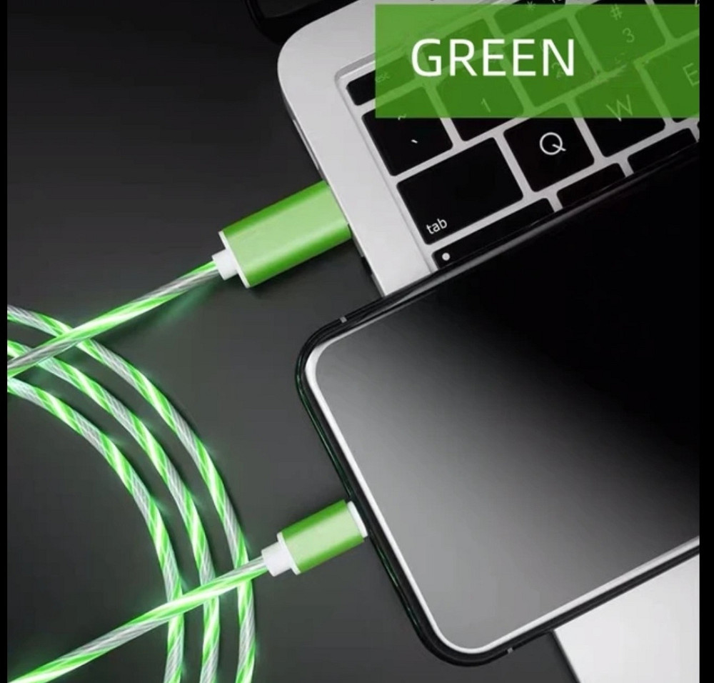 LED кабель Type C Зелений Сміла - фото 1