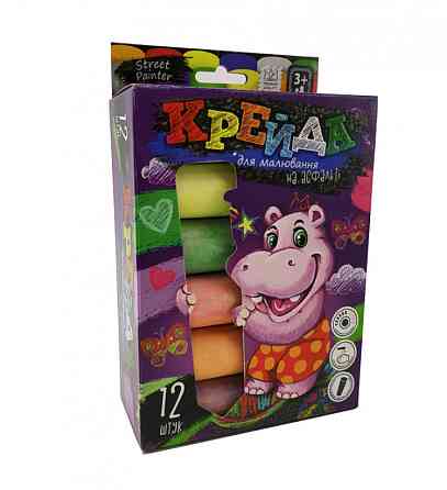 Дитяча крейда для малювання на асфальті велика MEL-01-06, 12 шт Вінниця