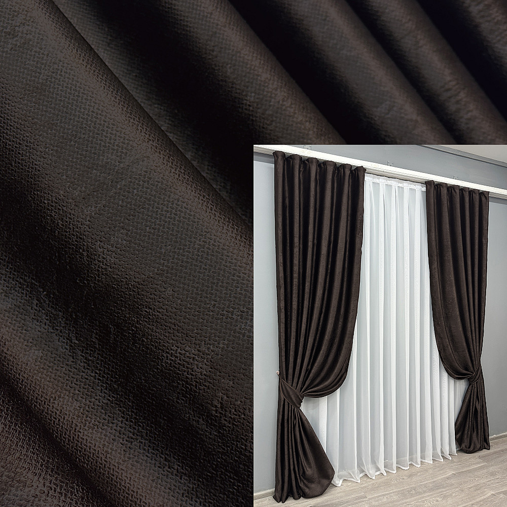 Комплект готовых штор VR-Textil Софт № 1743ш 150х275 см 2 шт. Венге (33-0809) Киев - изображение 1