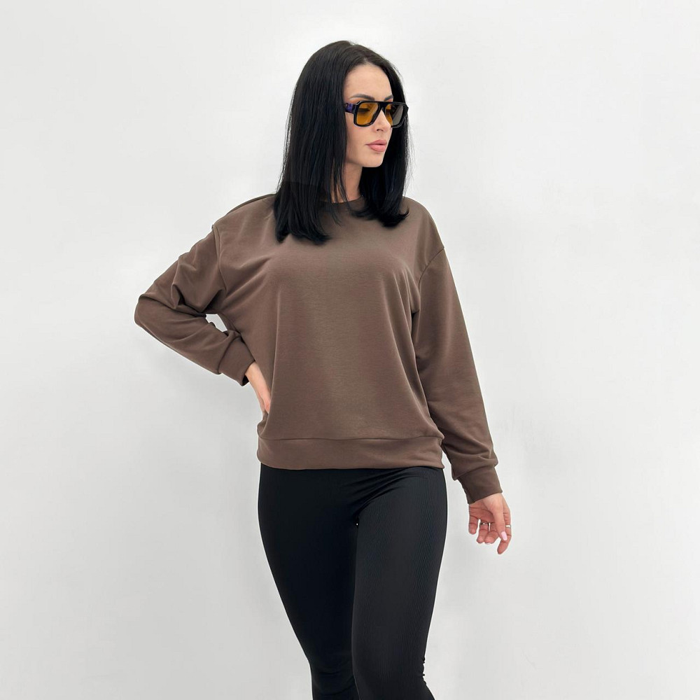 Базовий світшот із двонитки "Kaplan" оптом  Норма та батал 54-56, Шоколадний Київ - фото 3