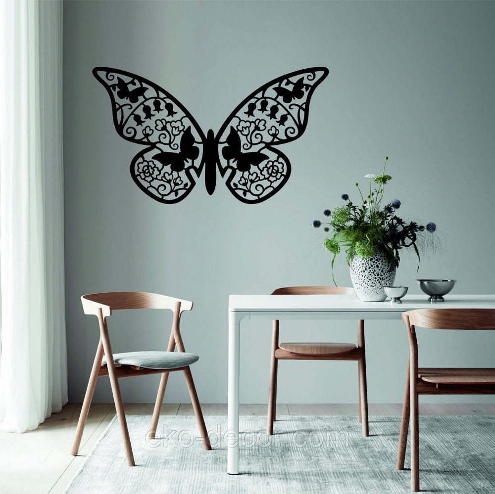 Декоративне настінне Панно  «Метелик» , Декор на стіну 90*52 см, Чорний Київ - фото 1