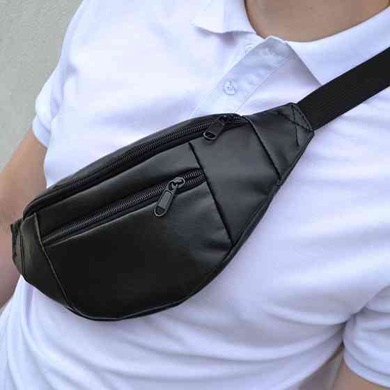 Сумка на пояс мужская бананка поясная экокожа компактная Мужская кожаная бананка Киев