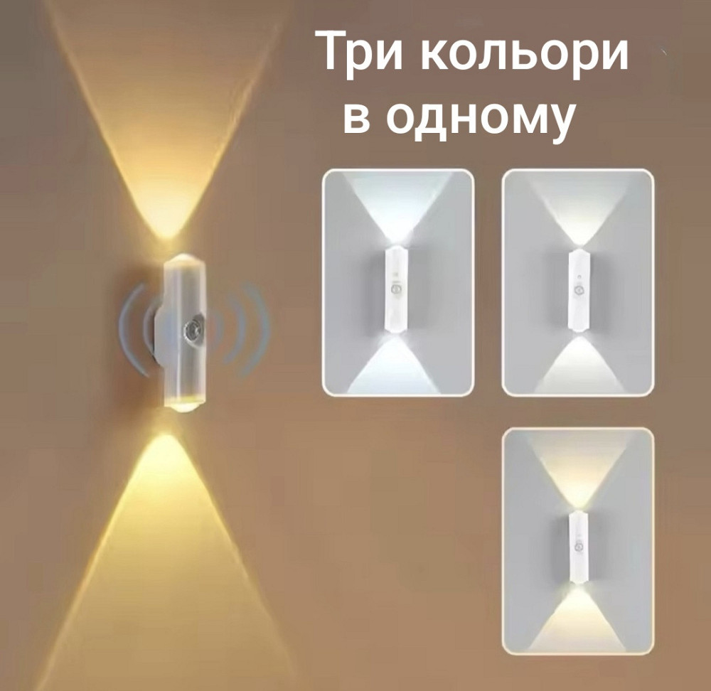 LED  світильник з датчиком руху і датчиком день/ніч (теплий і холодний білий в одній лампі) Смела - изображение 1