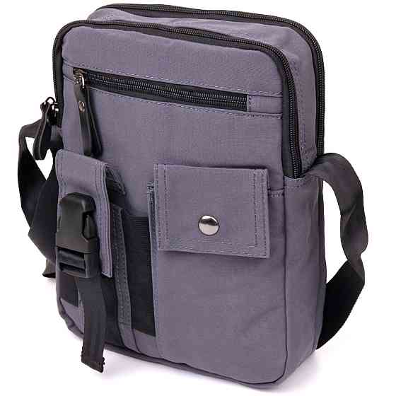 Универсальная текстильная мужская сумка на два отделения Графитовая (Vintage) Киев
