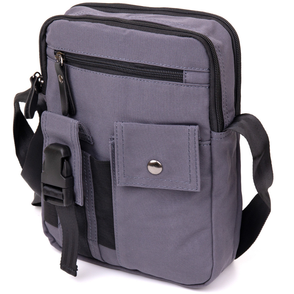 Універсальна текстильна чоловіча сумка на два відділення Графитовая (Vintage) Київ - фото 5