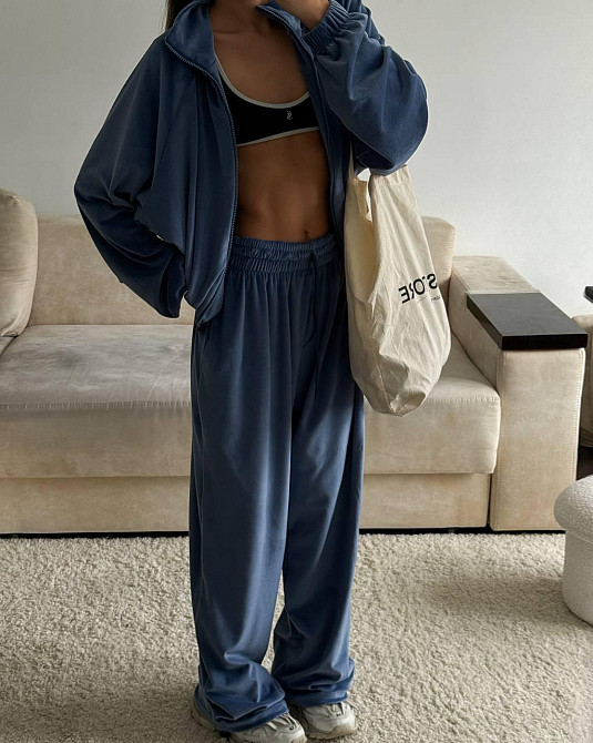 Жіночий стильний костюм оверсайз: кофта та штани турецький велюр спорт Парламент Одеса - фото 1