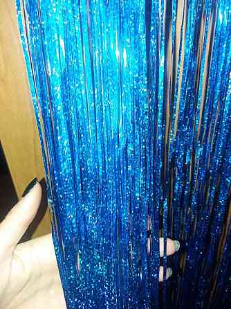 Дождик на елку с голограммой 1 м на 10 см синий Киев