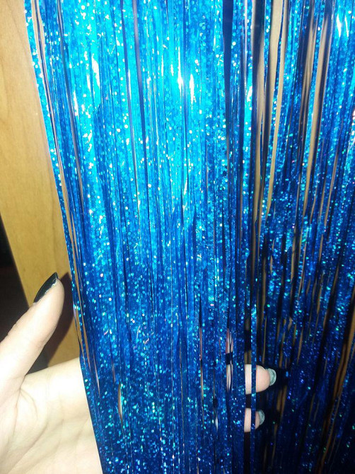 Дождик на елку с голограммой 1 м на 10 см синий Киев - изображение 3