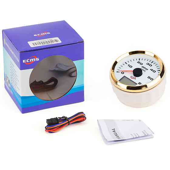 Тахометр ECMS HMH3-WG-6KL диаметр 85мм, рамка золото, дисплей белый Черкассы