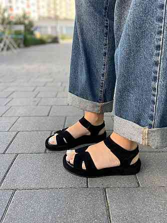 Соната Босоніжки жіночі чорні літні Соната Люба з натуральної замші / Босоніжки на низькому ход Коломыя