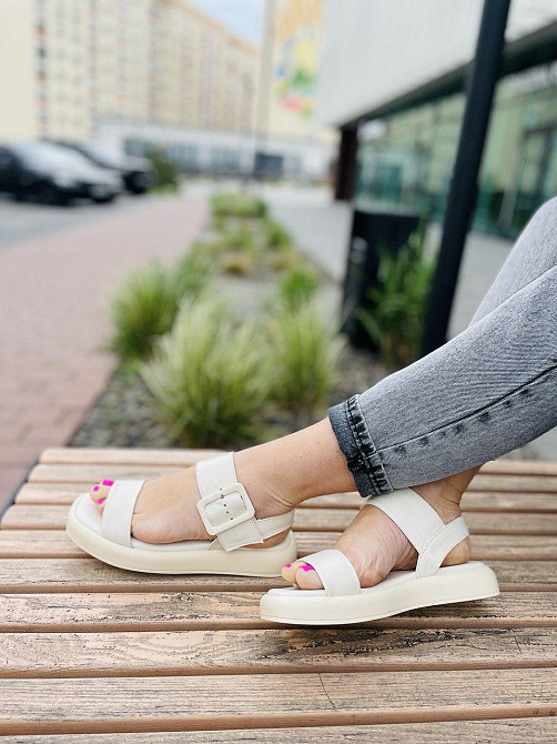 teona Босоніжки жіночі бежеві TEONA 286 літні з натуральної шкіри / Літнє взуття на низькому хо Коломыя - изображение 4