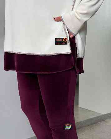 Женский стильный повседневный костюм из качественного велюра Бежевый, 48/52 Одесса