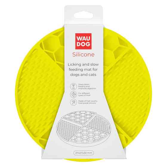 Коврик для слизивания и медленного питания WAUDOG Silicone, 211х211х30 мм, желтый Киев