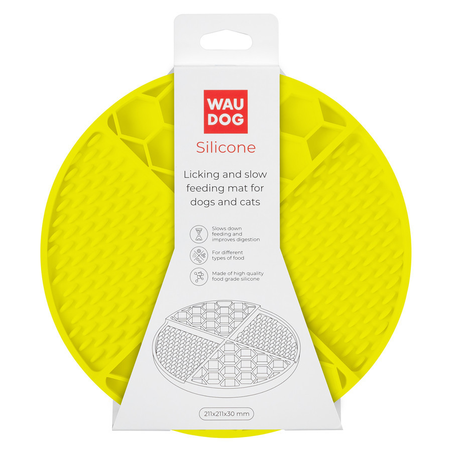Коврик для слизивания и медленного питания WAUDOG Silicone, 211х211х30 мм, желтый Киев - изображение 2